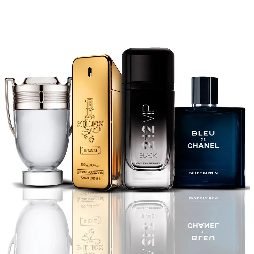 Set di 4 profumi | Invictus + 1 Million + 212 VIP Black + Bleu de Chanel